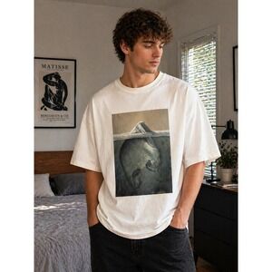 Hugo Boss Iceberg Graphic T-Shirt Mens Large Off-White Cotton Oversized Tee